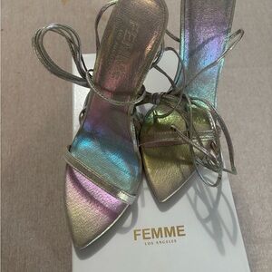 Femme Los Angeles Iridescent Strappy Heels